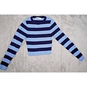ZARA Striped Knit Cropped Sweater Top – Blue & Navy – Size S